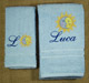 Asciugamani personalizzati ricamati con nome, iniziale. Motivo "Moon&Sun".
