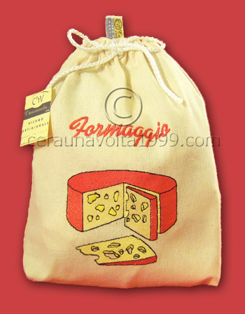 Sacchetto porta formaggio ricamato.
