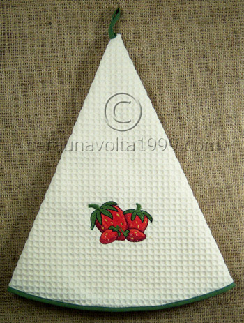 Asciughino circolare nido d'ape ricamato "Fragola" GIRELLA.
