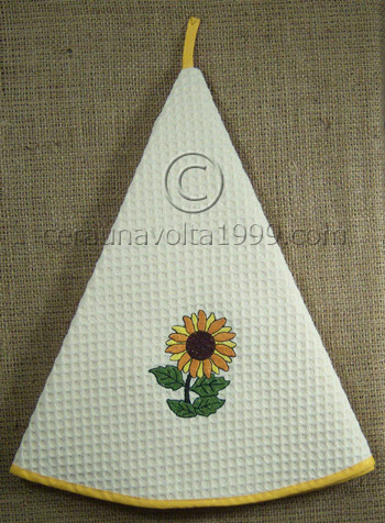 Asciughino circolare nido d'ape ricamato "Girasole" GIRELLA.
