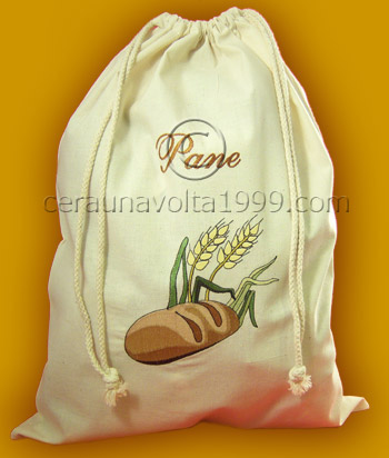 Porta pane naturale ricamato tema "pagnotta".
