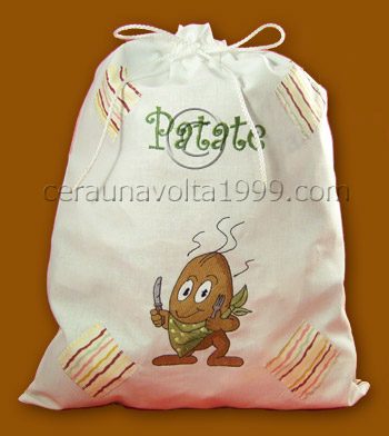 Porta patate ricamato "La PATATA".
